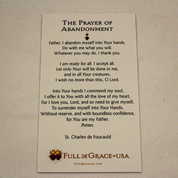The Prayer of Abandonment Holy Card, NEW
