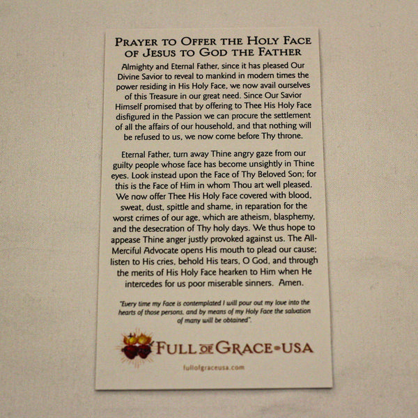 The Holy Face of Jesus Holy Card.