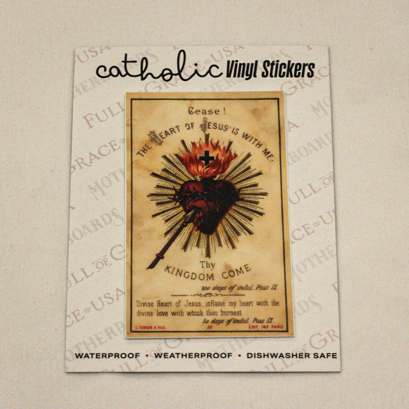 Cease! The Heart of Jesus is with me Sticker Decal - NEW
