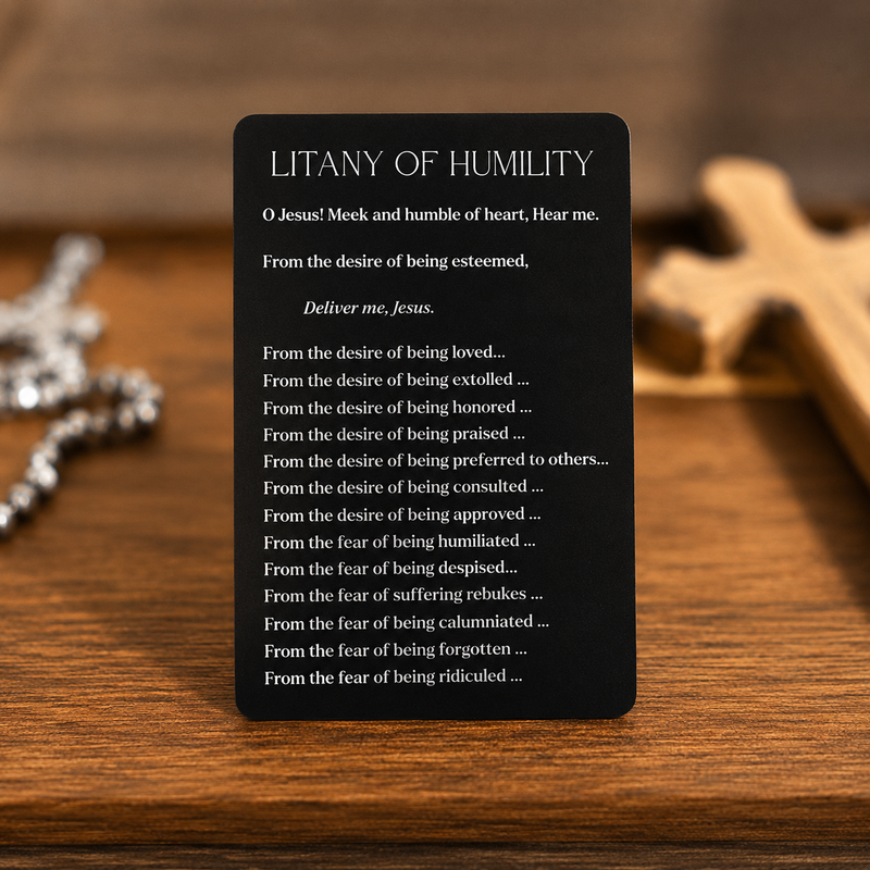 Litany of Humility Premium Metal Prayer Card