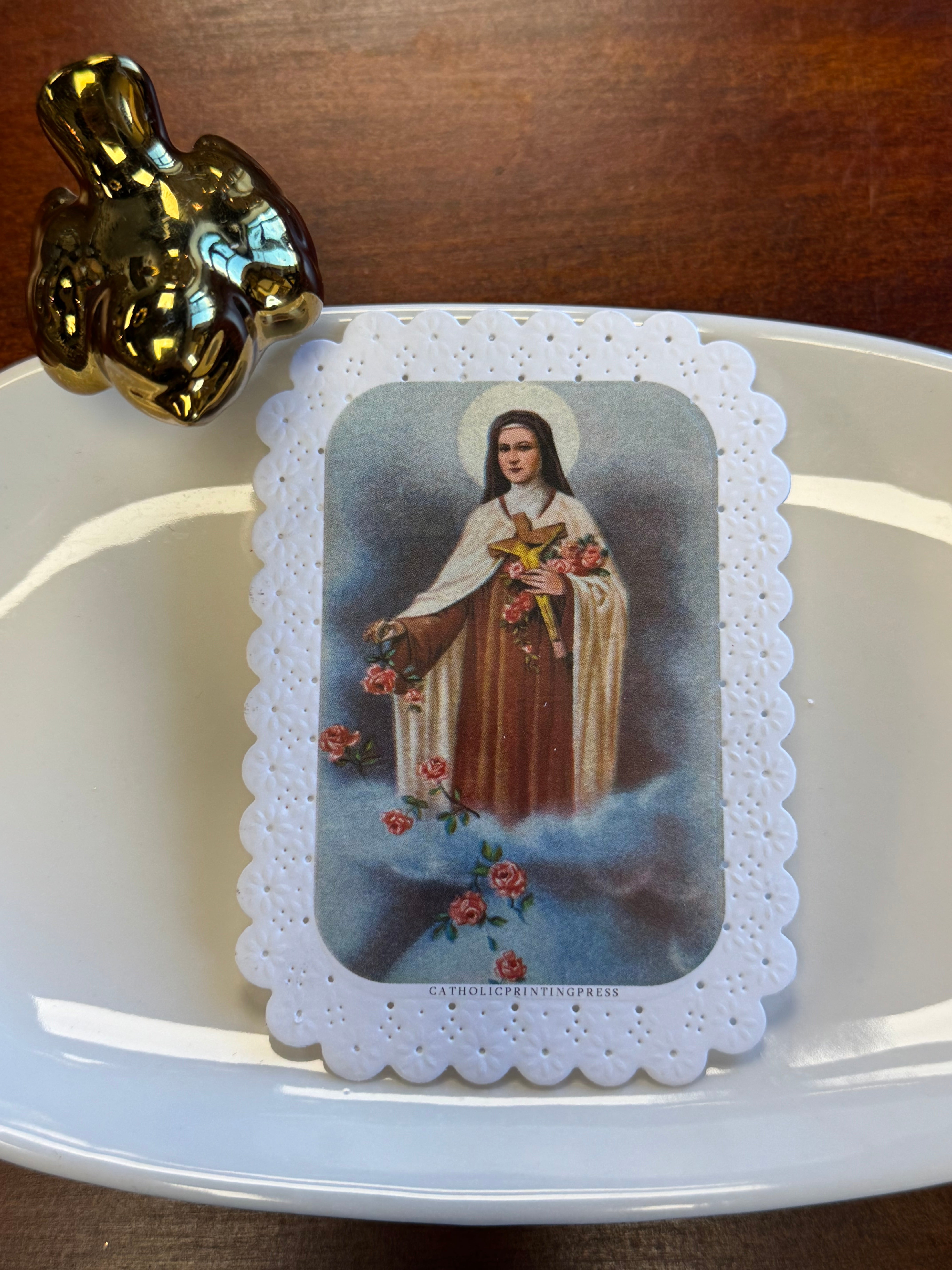 St Therese of Lisieux Paper Lace Holy Card