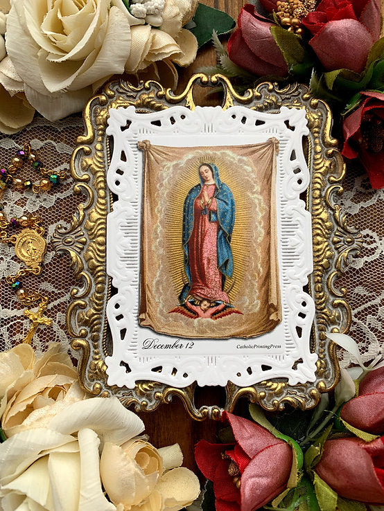 Our Lady of Guadalupe Tilma Paper Lace Holy Card