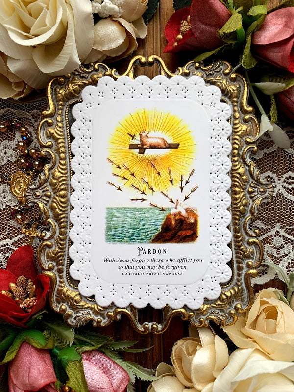 Pardon Paper Lace Holy Card