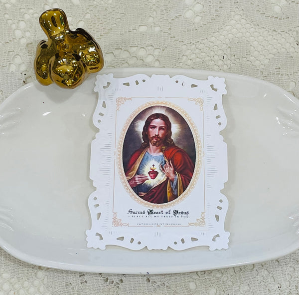 Sacred Heart of Jesus Paper Lace Holy Card