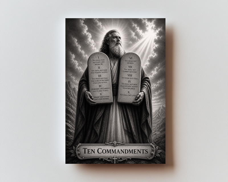 10 Commandments Premium Metal Prayer Card
