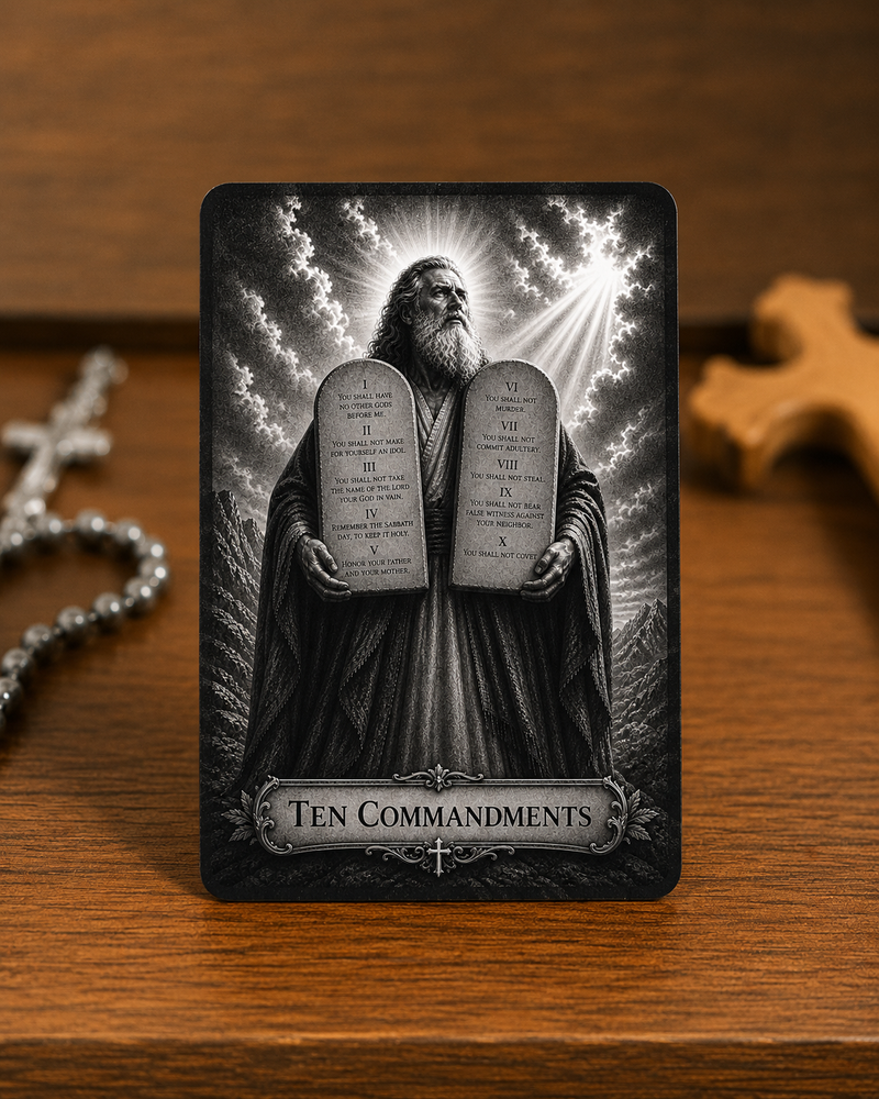 10 Commandments Premium Metal Prayer Card