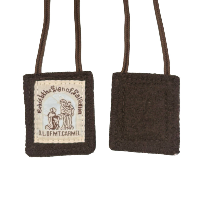 Oremus Mercy - Scapular- Lady of Mt. Carmel + St. Simon Stock BROWN   2”