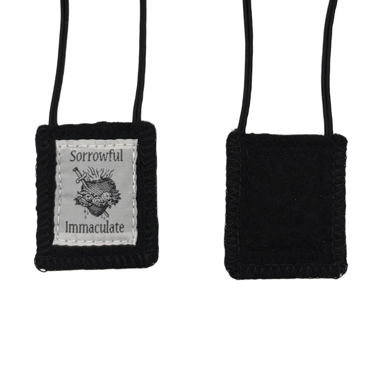 Oremus Mercy - Scapular- Sorrowful Immaculate Heart of Mary BLACK   2”