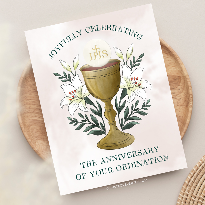Just Love Prints - Catholic Stickers & Gifts - Ordination Anniversary Greeting Card