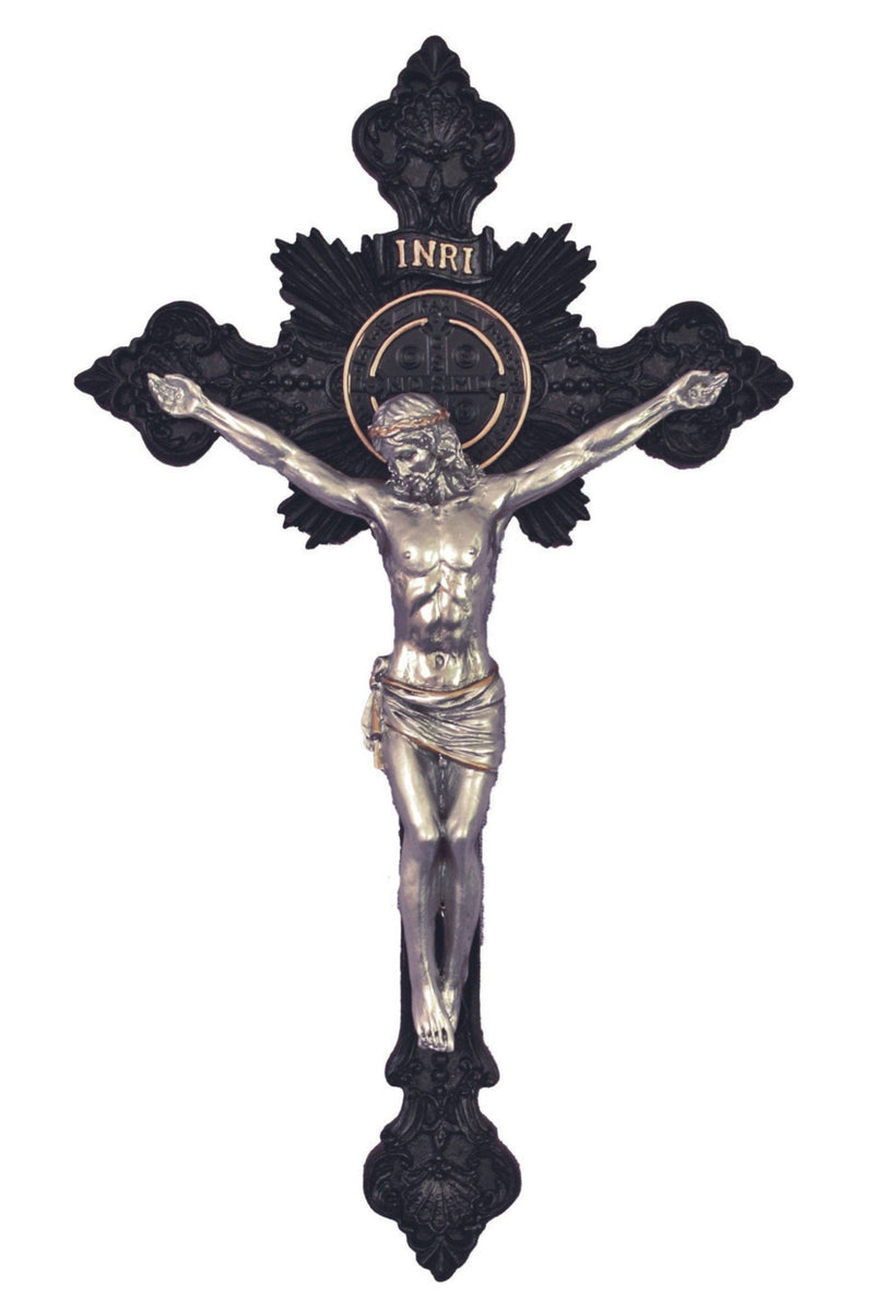 Goldscheider of Vienna - St. Benedict Crucifix Black/Pewter Style 14"