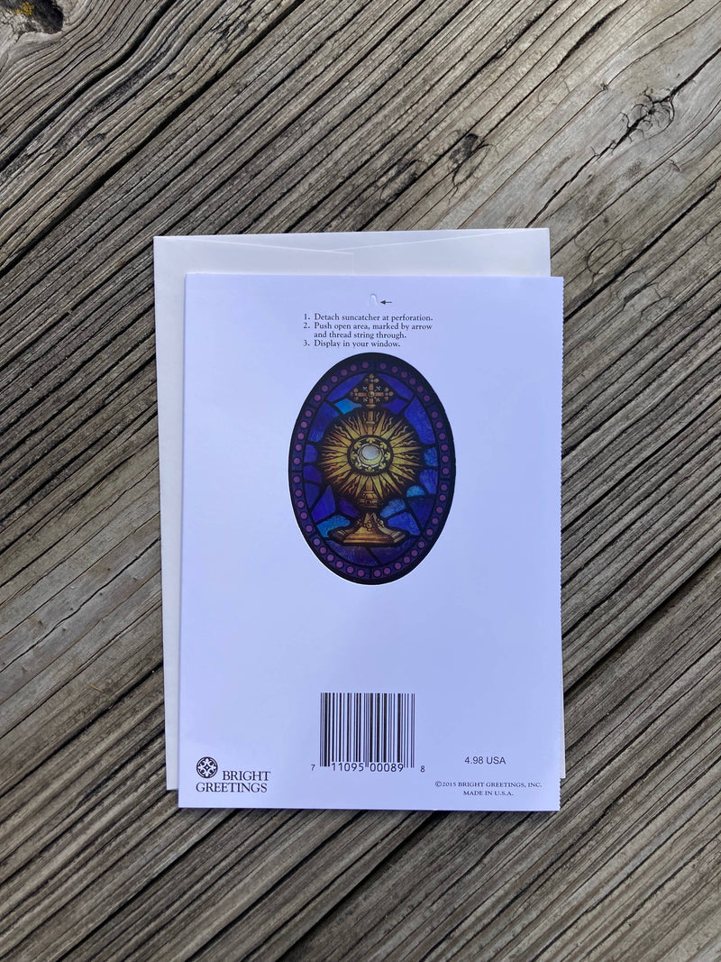 Bright Greetings - First Communion Monstrance, sun-catcher card