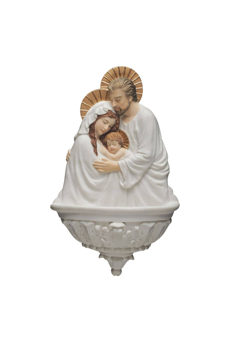 Goldscheider of Vienna - Holy Family Font in White/Hand Painted Features 9"