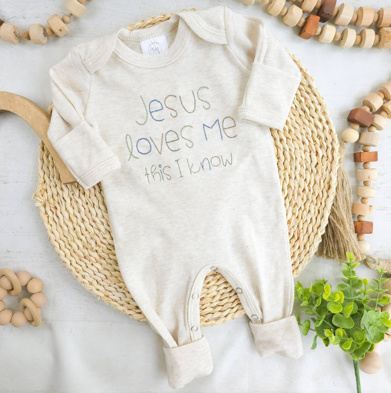 Wonderfully Made - Baby Romper | Baby Boy Outfit - Jesus Loves Me: 6-12M / Romper only