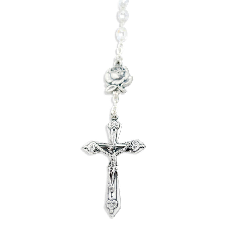 Village Gift Importers - Immaculate Conception Catholic Rosary with Clear Glass Beads
