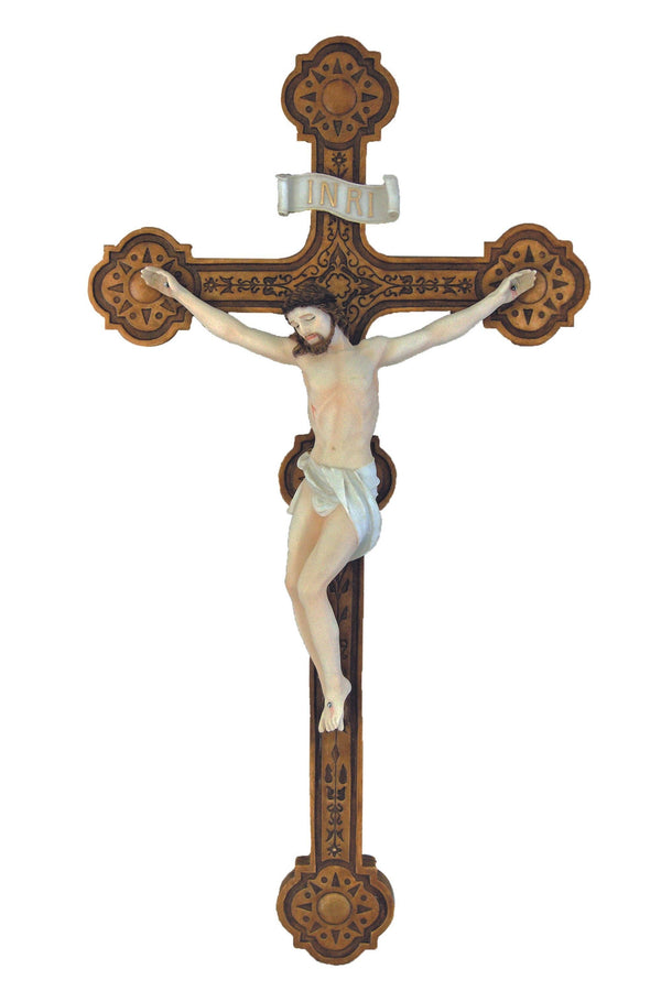 Goldscheider of Vienna - Ornate Crucifix in Color 20"