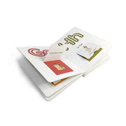 Children's book with alphabet cards on a white background