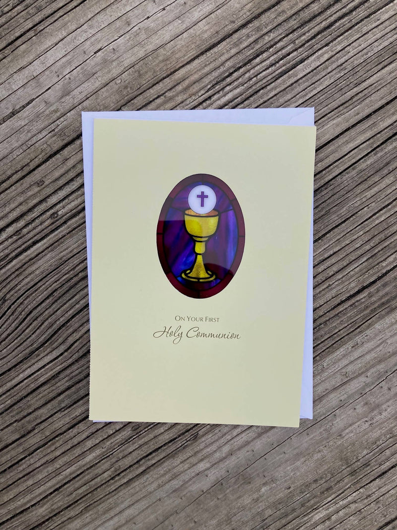 Bright Greetings - Chalice First Communion sun-catcher greeting card