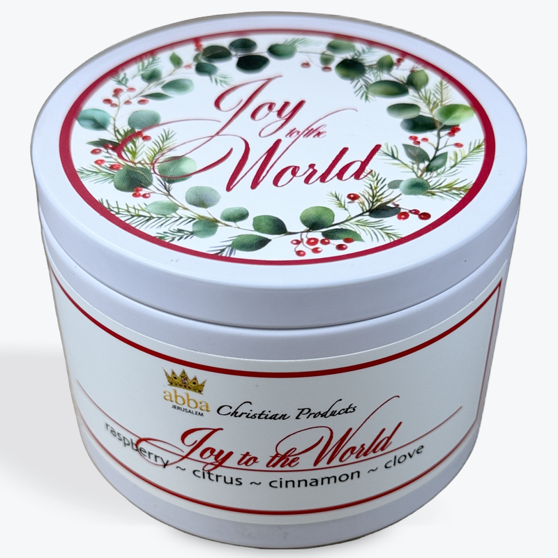 Abba Christian Products - Joy to the World - 8oz Holiday Tin Candle