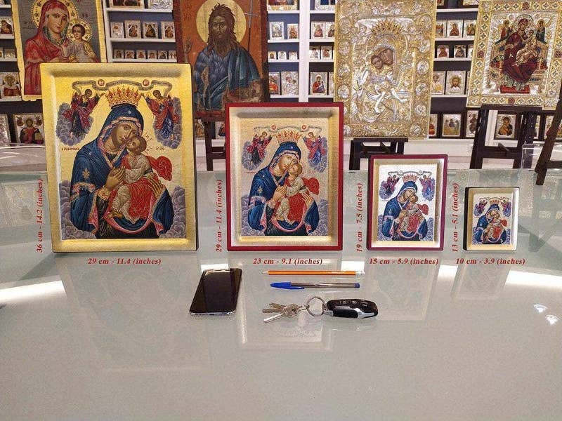 The Art of the Icon - Virgin Mary Perpetual Help Silk Screen Icon: 29 x 23 cm / 11.4x 9.1 in