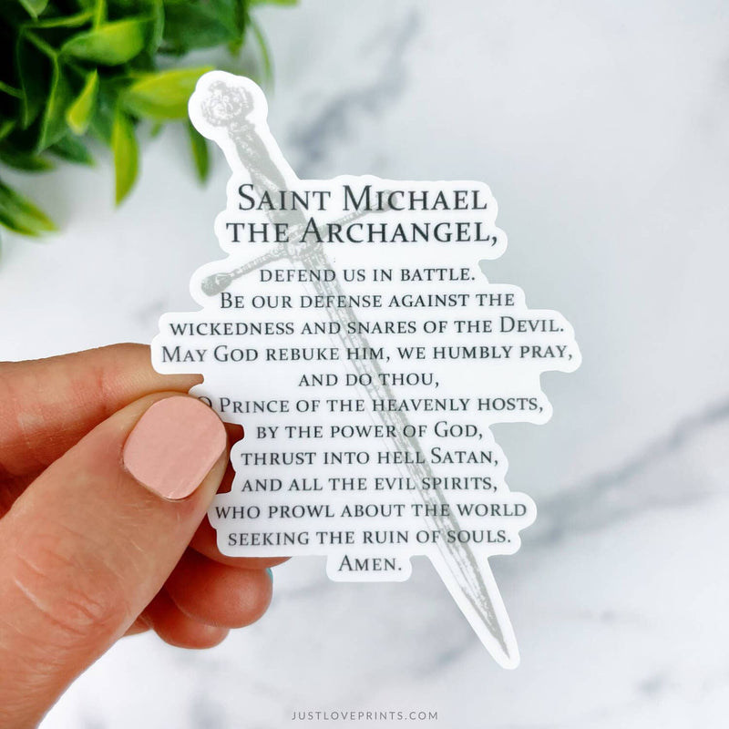 Just Love Prints - Catholic Stickers & Gifts - St. Michael Prayer Vinyl Sticker