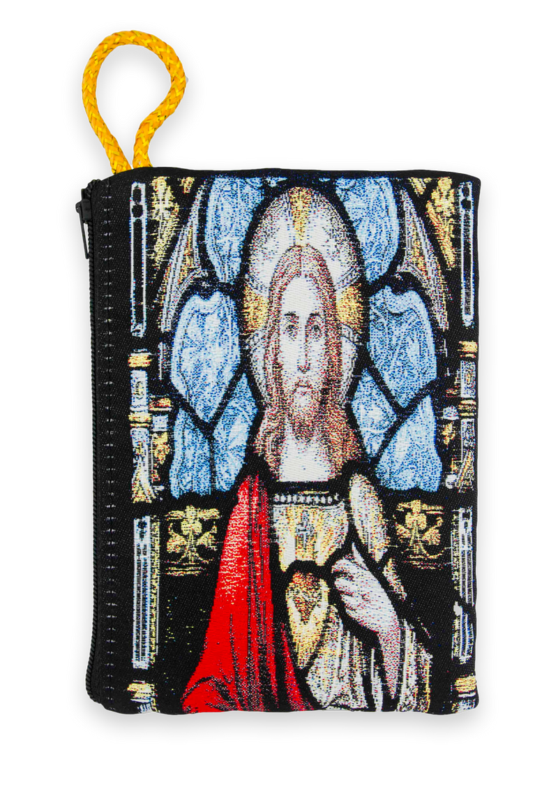 Village Gift Importers - Large Tapestry Rosary Pouch with Sacred Heart Design