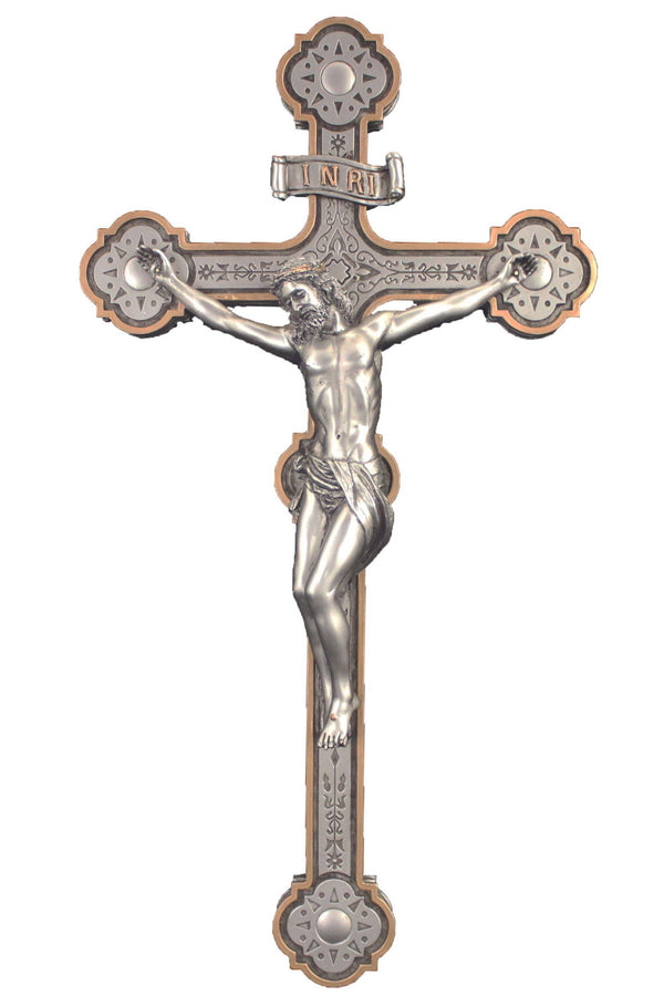 Goldscheider of Vienna - Ornate Crucifix Pewter Style 14"