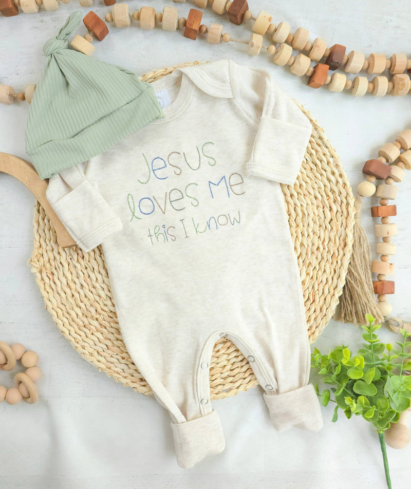 Wonderfully Made - Baby Romper | Baby Boy Outfit - Jesus Loves Me: 6-12M / Romper only