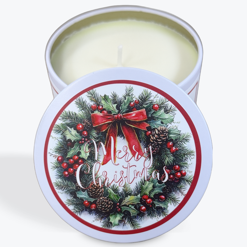 Abba Christian Products - Merry Christmas - 8oz Holiday Tin Candle
