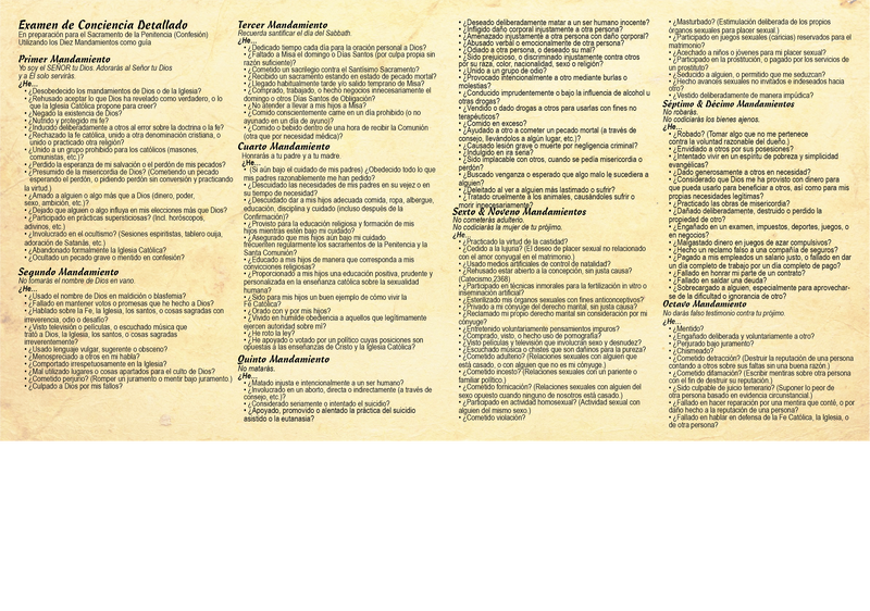 Detailed Examination of Conscience -New SPANISH Version