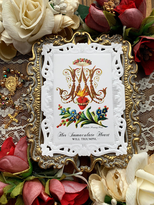 NEW:  The Immaculate Heart will Triumph Paper Lace Holy Card