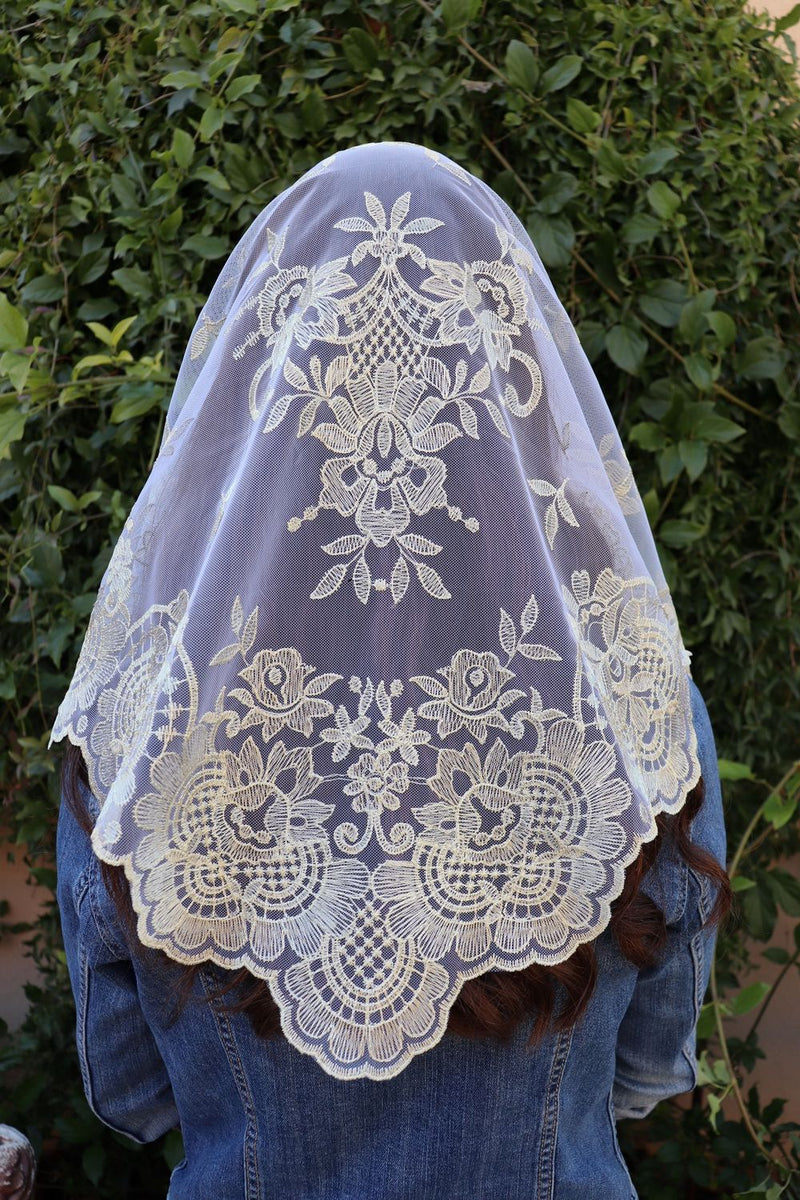 Gold on White Eva Veil