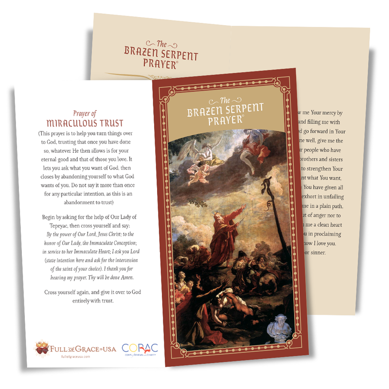 The Brazen Serpent Prayer with Miraculous Medal Holy Card