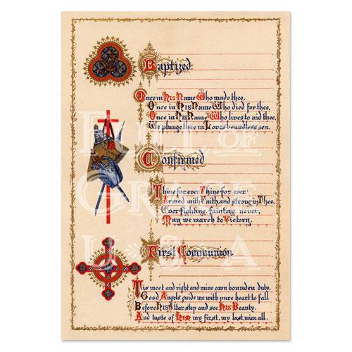 Baptised, Confirmed, & First Communion Certificate/Restored Order