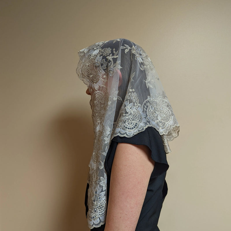 Gold on White Eva Veil