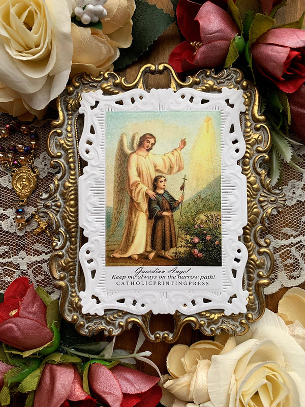 Guardian Angel Paper Lace Holy Card