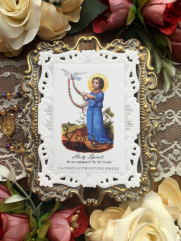 Holy Spirit, Be My Safeguard! Be My Guide! Paper Lace Holy Card