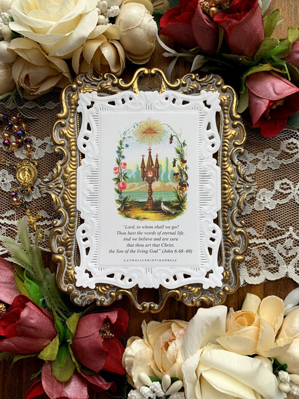 Lord, to whom shall we go baroque paper lace holy card