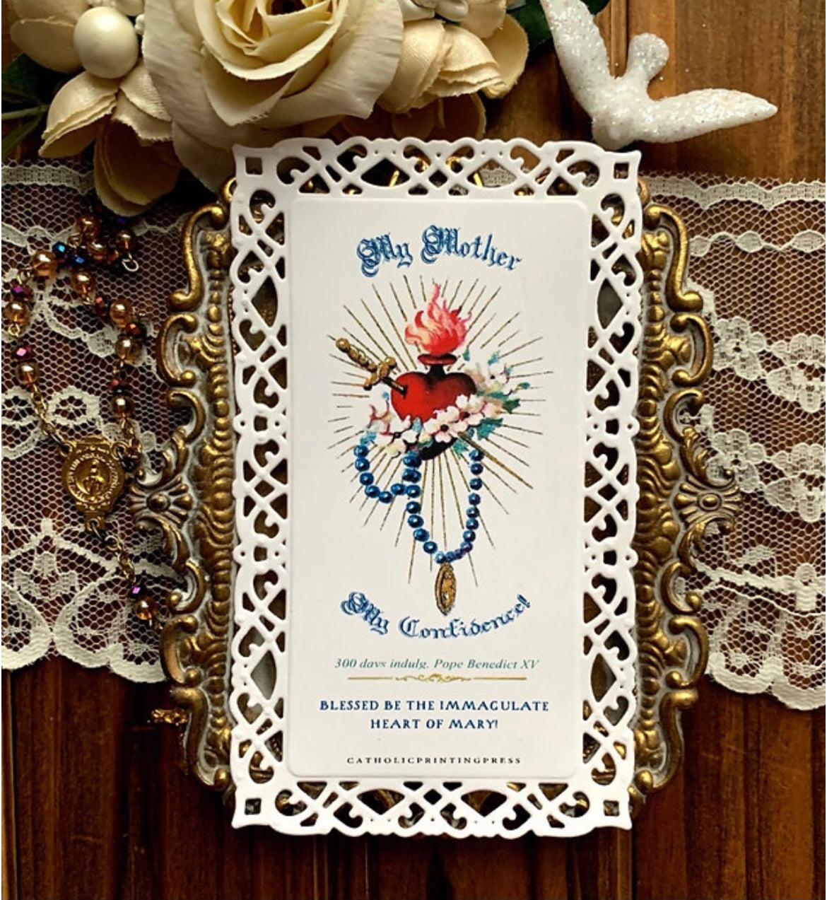 My Mother My Confidence! Tall Paper Lace Holy Card