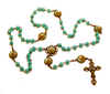 St. Benedict Vintage Art Light-Blue Rosary with Filigree Crucifix by Shannon
