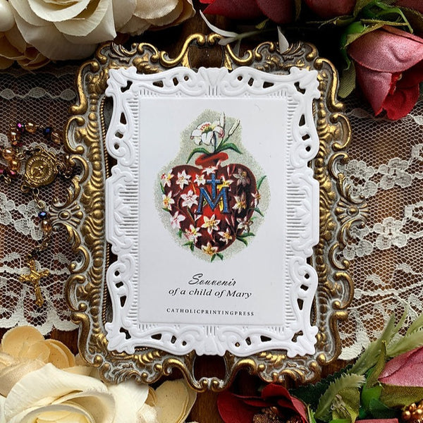 Souvenir of a child of Mary baroque paper lace holy card