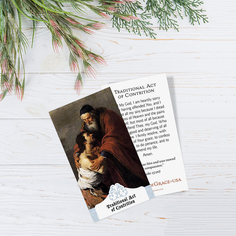 Traditional Act of Contrition Holy Card.