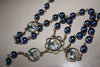 St Christopher Vintage Art Blue Pearl Rosary