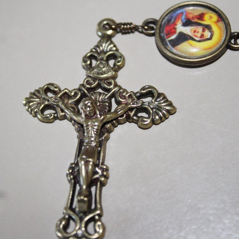 St. Claire Vintage Art Yellow Pearl Rosary with Filigree Crucifix by Shannon